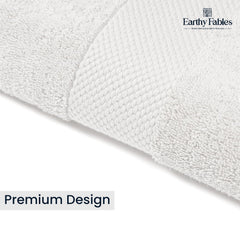 Earthy Fables Premium Hand Towels 600 Gsm | 100% Combed Cotton Ultra Soft Quick Dry & Highly Absorbent, For Home, Gym & Travel | Set Of 2 (White)