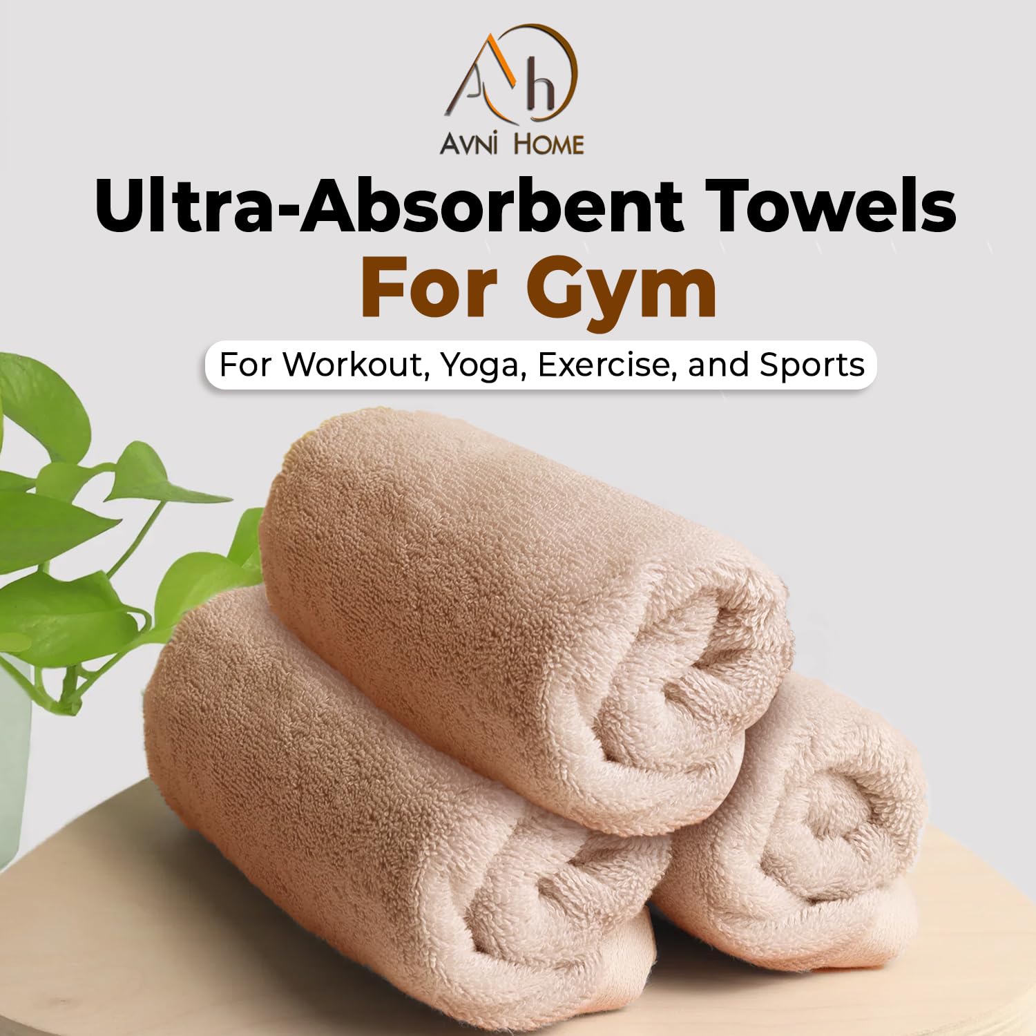 Avni Home 100% Cotton Hand Towel 300 Gsm | Ultra Soft, Absorbent, Quick Dry Towels For Facewash, Gym, Sports, Travel | Quick-Dry Fitness Towels - Pack Of 3 (Sand Grey)