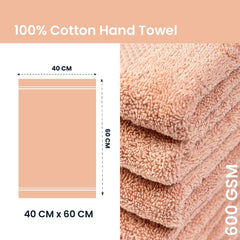 Premium 100% Combed Cotton Hand Towels 400 Gsm | Ultra Soft, Quick Dry & Highly Absorbent, For Home, Gym & Travel Hand Towel (Peach) - Pack Of 2