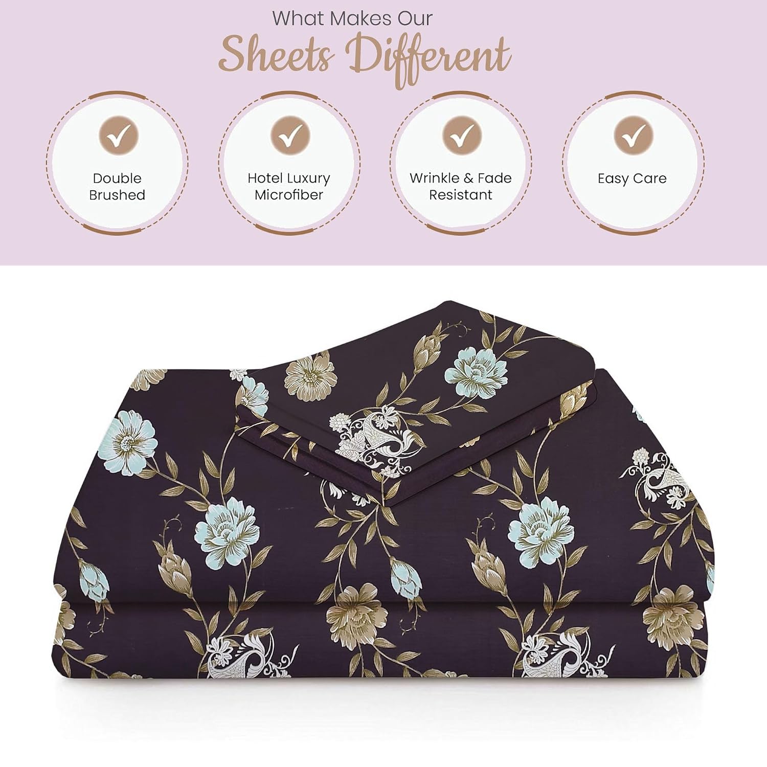 Soft Cotton Single Size Bedsheet With 1 Pillow Cover | 60 X 90 Inches, Ship Grey | Anti-Fade Printed Design | 200 Thread Count