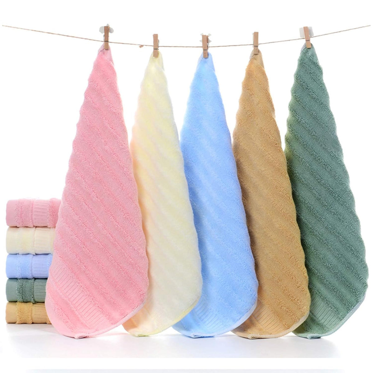 Mush 100% Bamboo Face Towel 500 Gsm | Ultra Soft, Absorbent, & Quick Dry Towels For Facewash, Gym, Travel | Suitable For Sensitive/Acne Prone Skin | Assorted Pack Of 5
