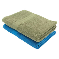 PatPug 100% Indian Ultra Soft Cotton 450 Gsm Bath Towel Large Bath Towel | Highly Absorbent Quick Drying Durable Towel For Men, Women & Kids (Ocean Blue & Olive Green)