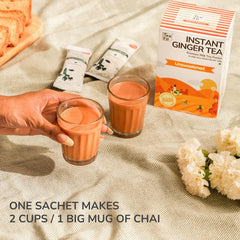 Teafit Unsweetened Instant Ginger Tea Premix - Pack Of 50 Sachets, 700gm, 24.6 Ounce | Premium Milk Tea Premix, Just Add Water - Strong Home Like Adrak Kadak Chai | Medium Caffeine