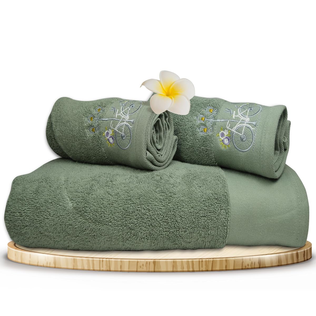 Rangoli 100% Cotton Martin 1 Bath & 2 Hand Towels 900 Gsm | Quick Dry, Ultra Soft, Highly Absorbent Printed Hand Towel For Men & Women Luxury & Highly Absorbent Towels - Turquise (Set Of 3)