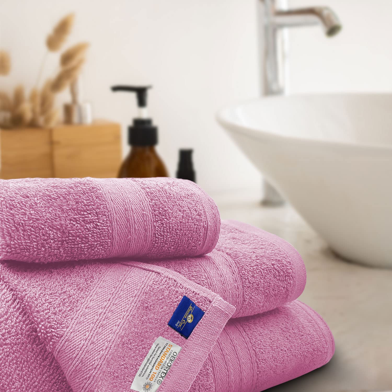Sassoon Anatolia Bath + Hand & Face Towel 900 Gsm (Pink) - Pack Of 3