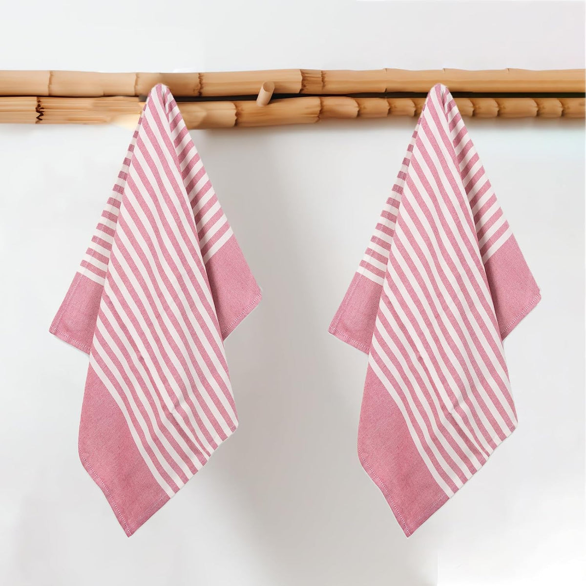 Mush Bamboo Turkish Hand Towels 250 Gsm | 100% Bamboo Gym Towel For Men & Women | Ultra Soft, Absorbent & Quick Dry Towel | Red Stripe (Set Of 2)