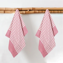 Mush Bamboo Turkish Hand Towels 250 Gsm | 100% Bamboo Gym Towel For Men & Women | Ultra Soft, Absorbent & Quick Dry Towel | Red Stripe (Set Of 2)