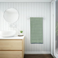 Spaces 100% Cotton Bath Towel 600 Gsm | High Loft Ribbed Texture High Absorbency Cotton Bath Towels (Light Green)