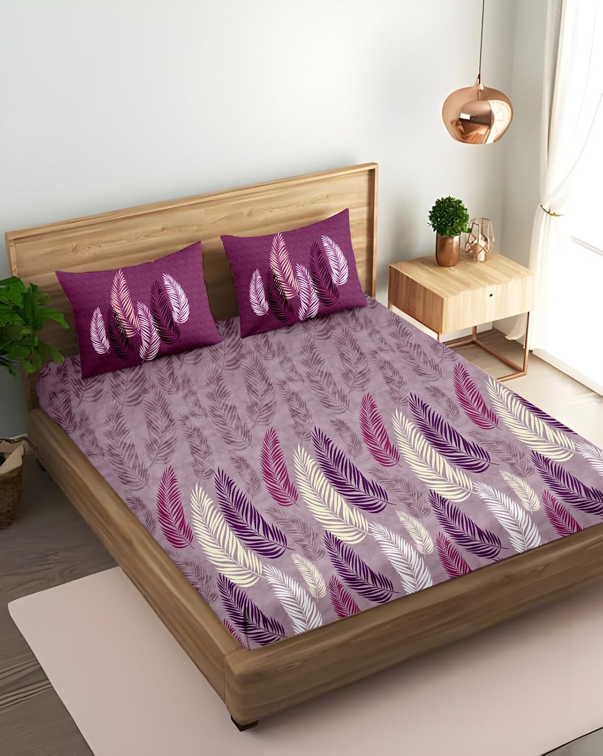 King Size Fitted Bedsheet With 2 Large Pillow Covers - 108 X 108 Inches, Petal Pink | Soft, Breathable & Durable | Wrinkle Resistant