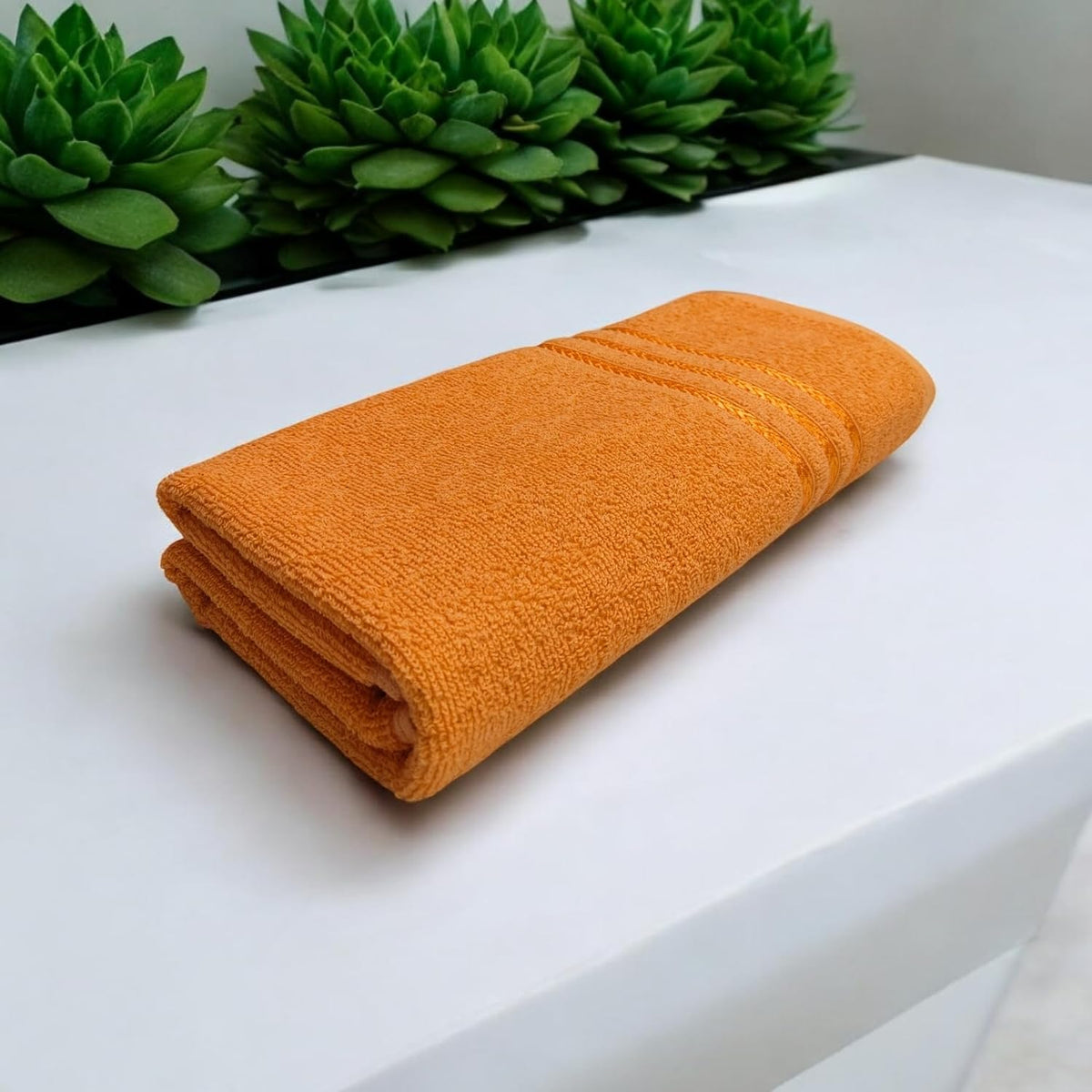 100% Cotton Bath Towel 450 Gsm | Large Size Soft & Absorbent Sport & Beach Bath Towel (Orange)