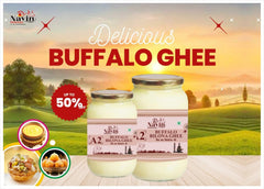 100% Pure A2 Desi Buffalo Bilona Ghee By Navin Organic | Rich In Nutrients & Delicious Healthy Desi Buffalo Ghee Good For Sweets | 2 Litre (1 Litr * 2) 67.6 Ounce | Jar Pack
