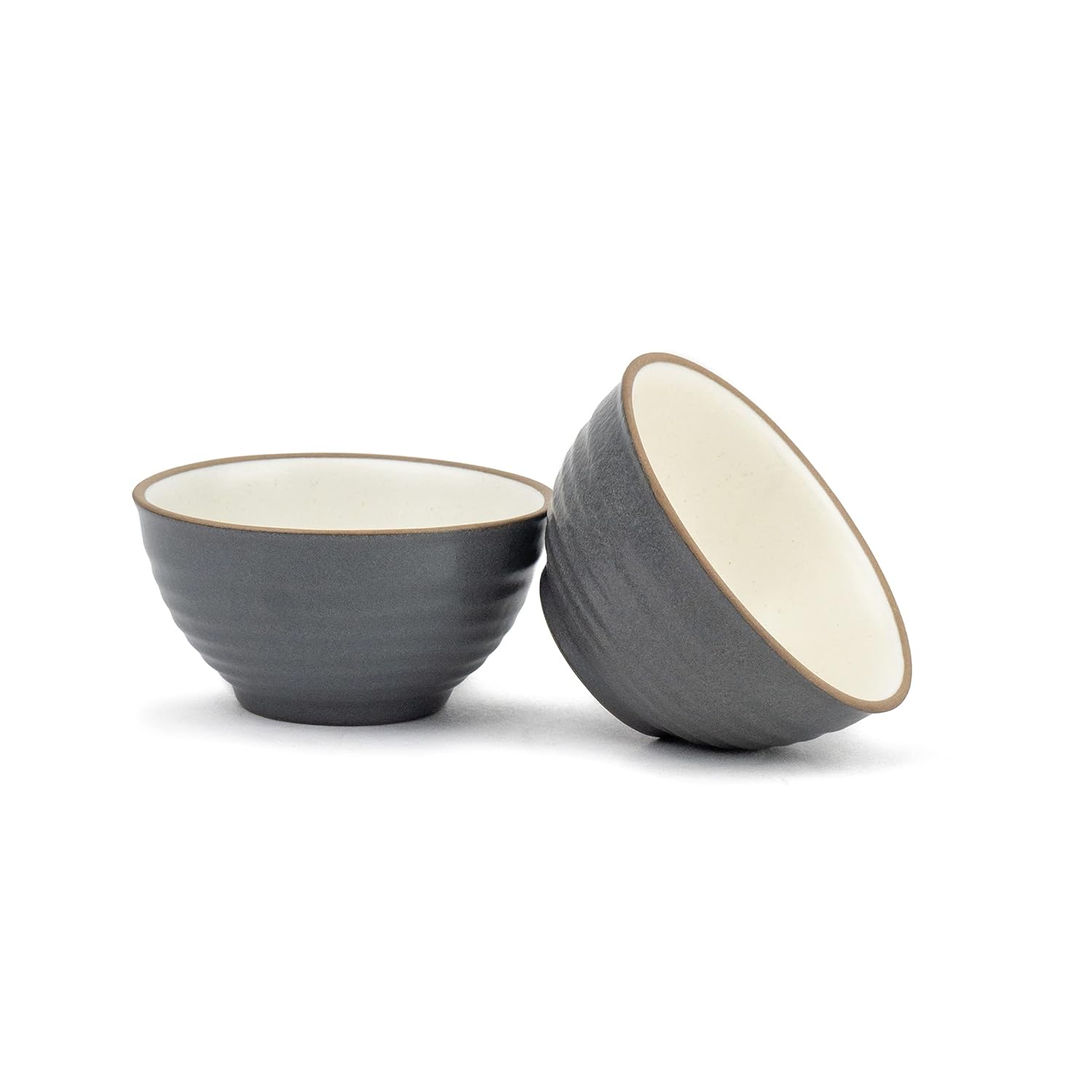 Ceramic Japandi Veg Bowls Set Of 6 For Dinner - 220ml Each, Grey White | Katori Set Of 6 - Premium Stoneware | Ceramic Bowls Set Of 6 - Dessert Bowl Set With Glossy Finish | Ice Cream Bowls