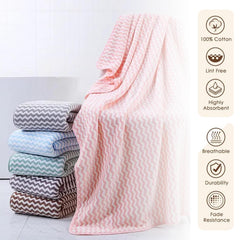Black Gold The Finer Touch Microfiber Zigzag Bath Towel 350 Gsm | Soft & Quick Dry Towel Lightweight & Absorbent Use For Men & Women (Pink)