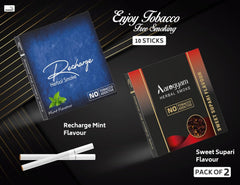 Aarogyam Herbals Pack Of 2 Flavours 100% Tobacco & Nicotine Free Cigarette For Relieve Stress & Mood Enhance Product Sweet Supar, Recharge - 10 Sticks X 2 Packets