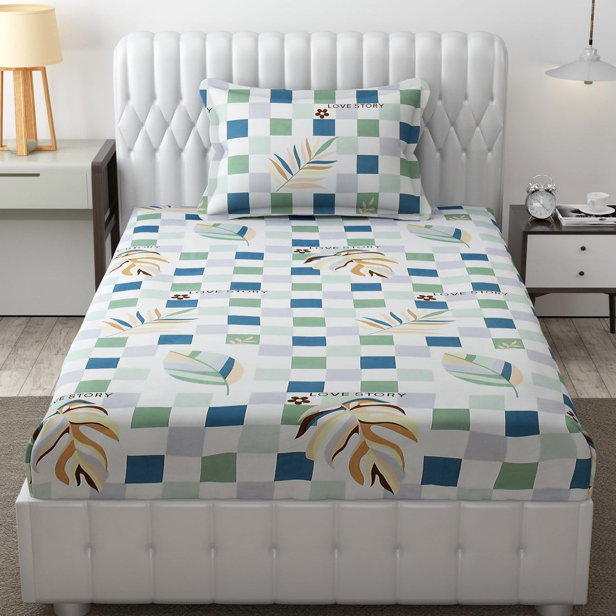 Microfiber Single Bedsheet Set With 1 Pillow Covers (60 X 90 Inches) Multicolor | Durable & Long-Lasting | 144 Thread Count | Wrinkle Free