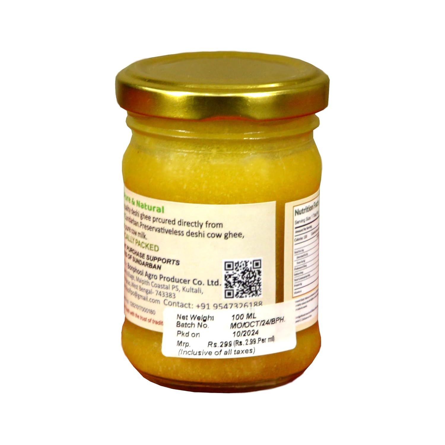 Premium Desi Cow By Bonphool | Rich In Nutrients & Delicious Healthy Desi Ghee Good For Bones Health | (100ml) 3.3 Ounce | Jar Pack