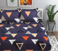 Premium 1 Double Bedsheet With 2 Pillow Covers | 90 X 100 Inches - 160 TC Super Soft Glace Cotton | Breathable & Wrinkle Free 3 Pcs Set | Dark Grey & White
