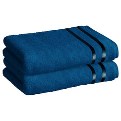 Story@Home 100% Cotton Large Size Bath Towels 900 Gsm | Perfect For Everyday Use (Navy Blue) - Pack Of 2