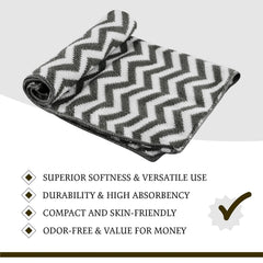 Kuber Industries Super Absorbent & Reusable Microfibre Face Towel 1300 Gsm (Zig Zag Grey) - Pack Of 12