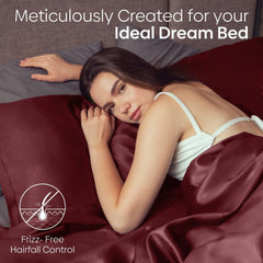Satin Bedsheets For King Size With 2 Pillow Covers - 108 X 90 Inches, Crimson Velvet | Elegance & Comfort Redefended | 300 Thread Count