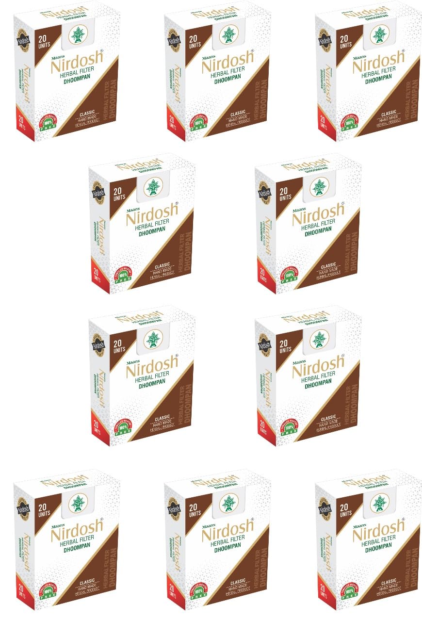 Classic Flavored Herbal Filter Dhoompan Sticks - Pack Of 10X 20 Pcs Herbal Cigarette | Bidi Sticks Rolled In Tendu Leaves, Non-Addictive Sticks - Tobacco Free & Nicotine Free