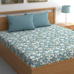 Super King Size Bedsheet For Double Bed With 2 Pillow Cover - 108 X 108 Inches, Sky Blue | Handcrafted Using Traditional Techniques | Perfect For Gifting Anniversaries, Birthdays