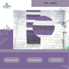 Suam Candy Cotton Towel 800 Gsm | Quick Dry, Soft & Absorbent Ideal For Bath, Beach, Gym & Travel (Blizzard Blue & Curious Blue, Damson Purple & Cloud White)- Pack Of 2