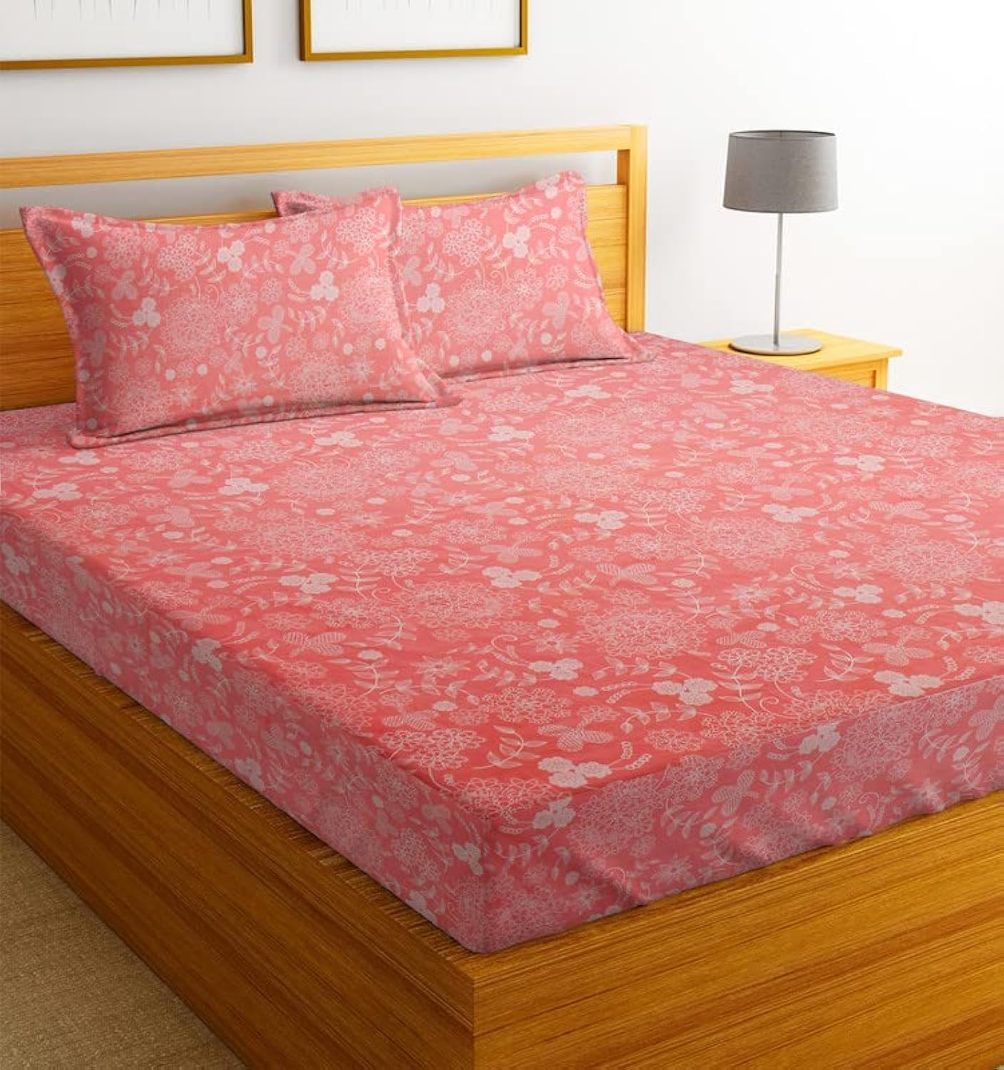 100% Cotton Double Bedsheets With 2 King Size Pillow Covers - | 90 X 100 Inches, Light Pink - Double Bed Breathable & Wrinkle Free | Ultra Soft 180 TC Super Soft
