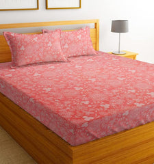 100% Cotton Double Bedsheets With 2 King Size Pillow Covers - | 90 X 100 Inches, Light Pink - Double Bed Breathable & Wrinkle Free | Ultra Soft 180 TC Super Soft