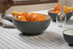 Ceramic Large Serving Bowls Set Of 1 Pc - 1500ml, Grey White | Premium Ceramic Bowls - Microwave Safe Bowls | Ceramic Bowl With Glossy Finish - Large Size Bowl