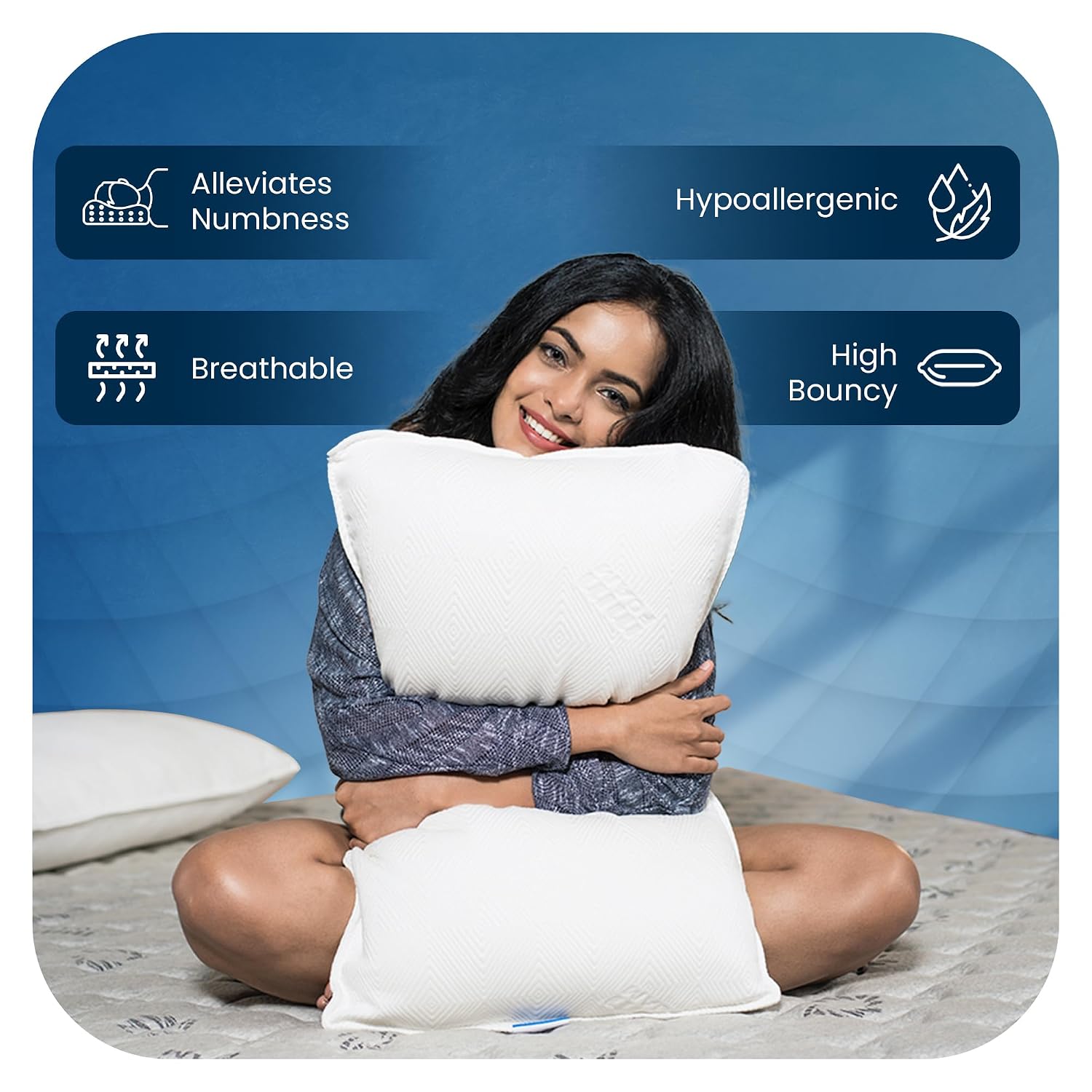 Snuggle Pillow - 100% Natural Latex, Bouncy & Thick Pillows For Sleeping, White - 25.5 X 16.75 X 6 Inches | Hypoallergenic, Breathable, Bed Pillow, Comfortable Pillow - Pack Of 1