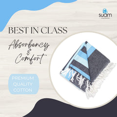 Suam Candy Cotton Towel 400 Gsm | Quick Dry, Soft & Absorbent Ideal For Bath, Beach, Gym & Travel (Blizzard Blue & Curious Blue)