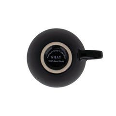 Real Gold Line Ceramic Tea Cups Set Of 6 - Black Gold Line, 200ml Each | Tea Cup Set Of 6 - Premium Ceramic Tea Set With Glossy Finish | Ceramic Tea Cup