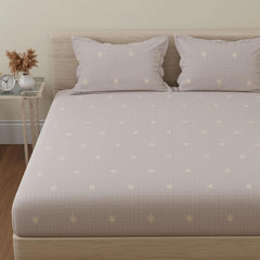 King Size For Bedsheet With 2 Pillow Covers (108 X 108 Inches) Oat Brown & White | Ideal For Hotel, House, Guest House | Soft & Comfortable Sleep