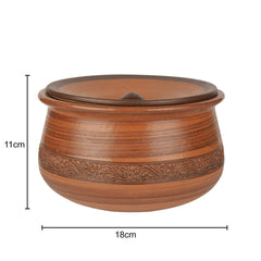 Handcrafted Earthenware Clay Handi Or Pot With Lid For Cooking & Serving - Brown, 2 Liters | Clay Dahi Handi, Mathni - Clay Handi For Gas Cooking