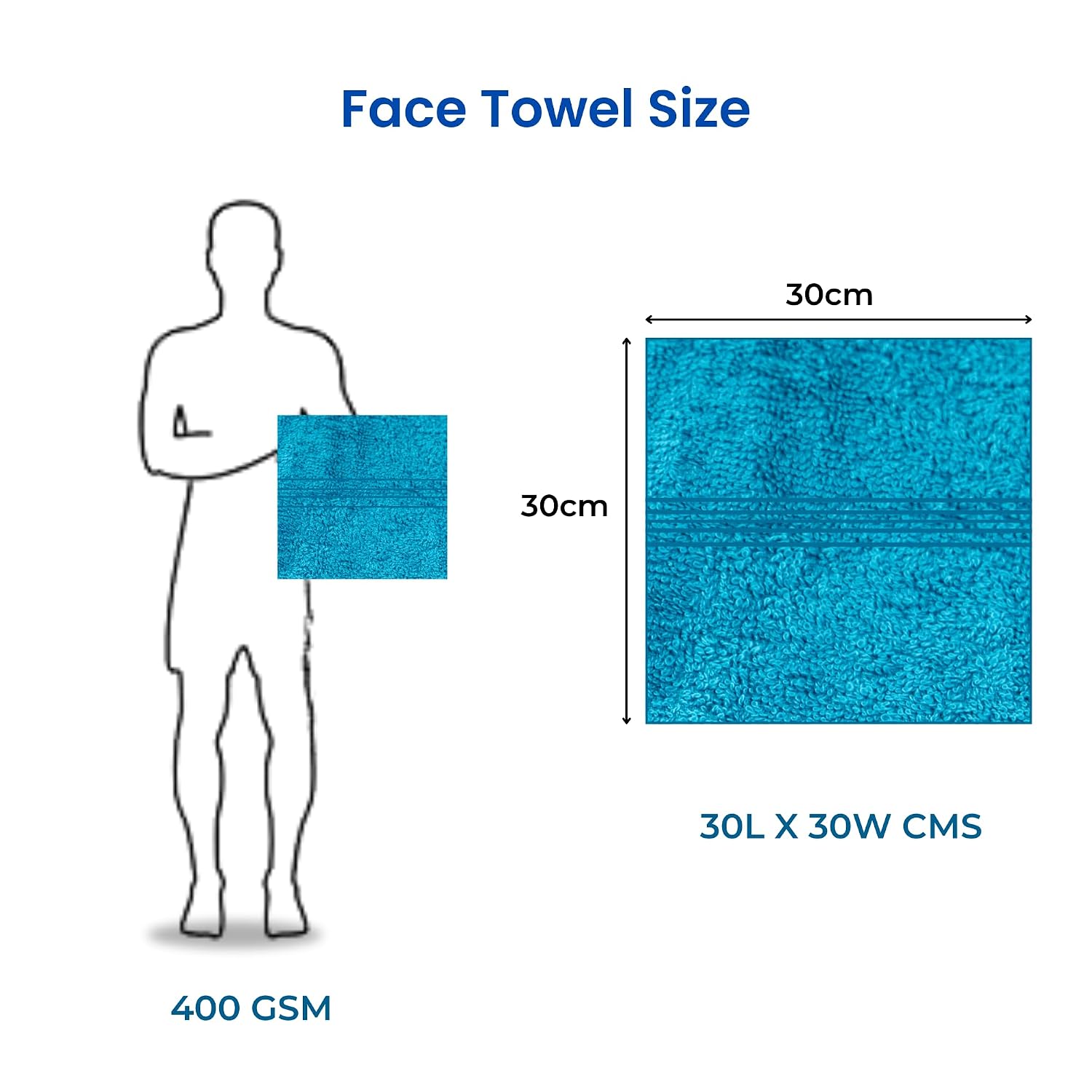 Akiko Home 100% Cotton Essential Series Face Towel 600 Gsm | Soft Absorbent & Durable Washcloth For Men & Women, Compact Travel Towel -Pack Of 4 (Teal)