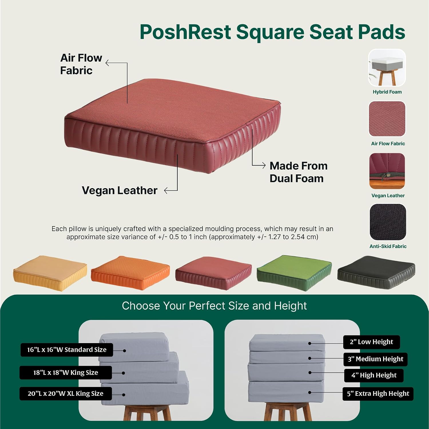 Chair Cushion Pad, High-Resilience & Memory Foam Pillow, Berry, XL King Size - 20 L X 20 W X 3 H inch | Seat Cushion For Chair, Hip Support & Back Pain Relief | Sitting Pillow - Set Of 2