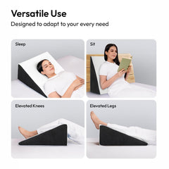 Memory Foam Pillow, Wedge Plus Cushion For Sleeping & Acid Reflux Relief, White & Grey | High Resilience Foam, Orthopedic Cushion Pillow For Leg Elevator, Breathable, Sitting - Pack Of 1