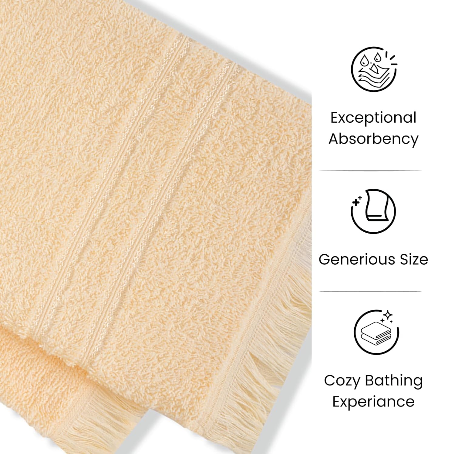 Prime Club Premium 100% Cotton Hand Towel 400 Gsm | Bathroom Essentials Soft Quick-Dry Cotton Towel (Peach)- 2 Pcs
