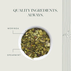 Luxmi Estates Moringa Mint Green Herbal Tea - 100gm, 3.5 Ounce, 50 Tea Bags | USDA Certified Organic Green Tea Powder - Caffeine Free Herbal Tea | Rich In Antioxidants, Additives Free