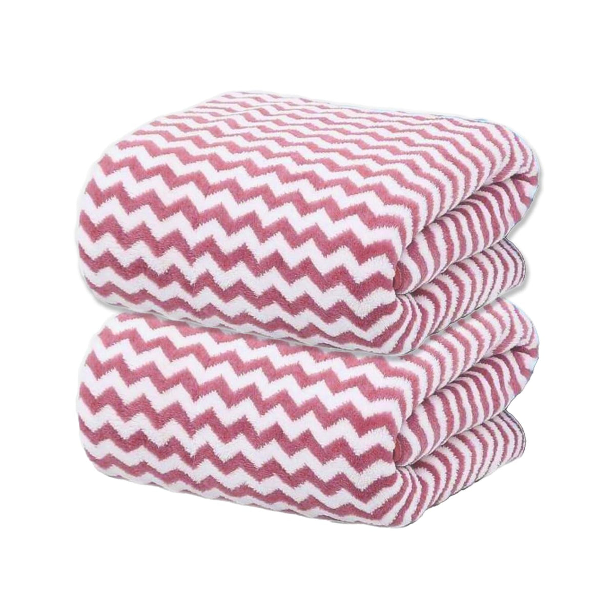 Black Gold The Finer Touch Microfiber Zigzag Bath Towel 700 Gsm | Soft & Quick Dry Towel Lightweight & Absorbent Use For Men & Women (Pink) - Pack Of 2