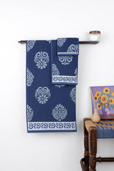 Vivan Homes 100% Cotton Bath, Hand & Face Towel 900 Gsm | Soft & Absorbent Ultra Soft & Quick Dry Bath Towels For Men Women Towel Set - Indigo Trio (Set Of 3)