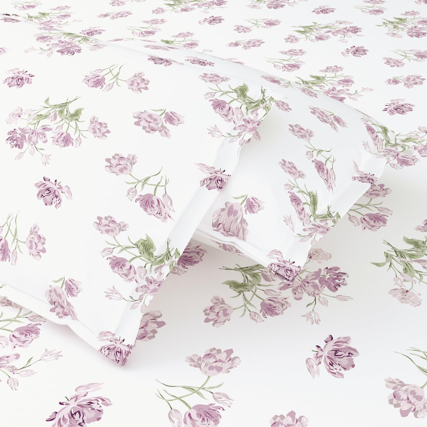 Double Bed Floral Bedsheet For Queen Size With 2 Pillow Covers - 90 X 100 Inches, White & Lilac | Smooth, Soft & Breathable | Ideal For Everyday Use