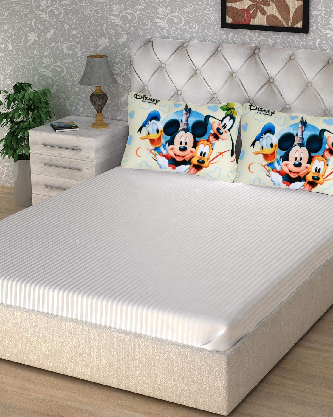 Disney Printed Comfort Microfiber Filled Pillow For Bed Room, Cream - 16x24 Inches | Microfiber Pillow, For Head, Back & Lumbar Support, Soft Pillow - Pack Of 1