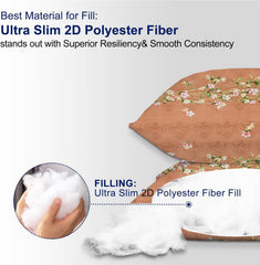 Microfiber Square Pillow Cushion For Sofa & Bed, Brown Color - 16 X 16 Inch | Printed - Flower, Soft, Comfortable Pillow, Back, Neck Support | Breathable, Removable Cover - Set Of 1