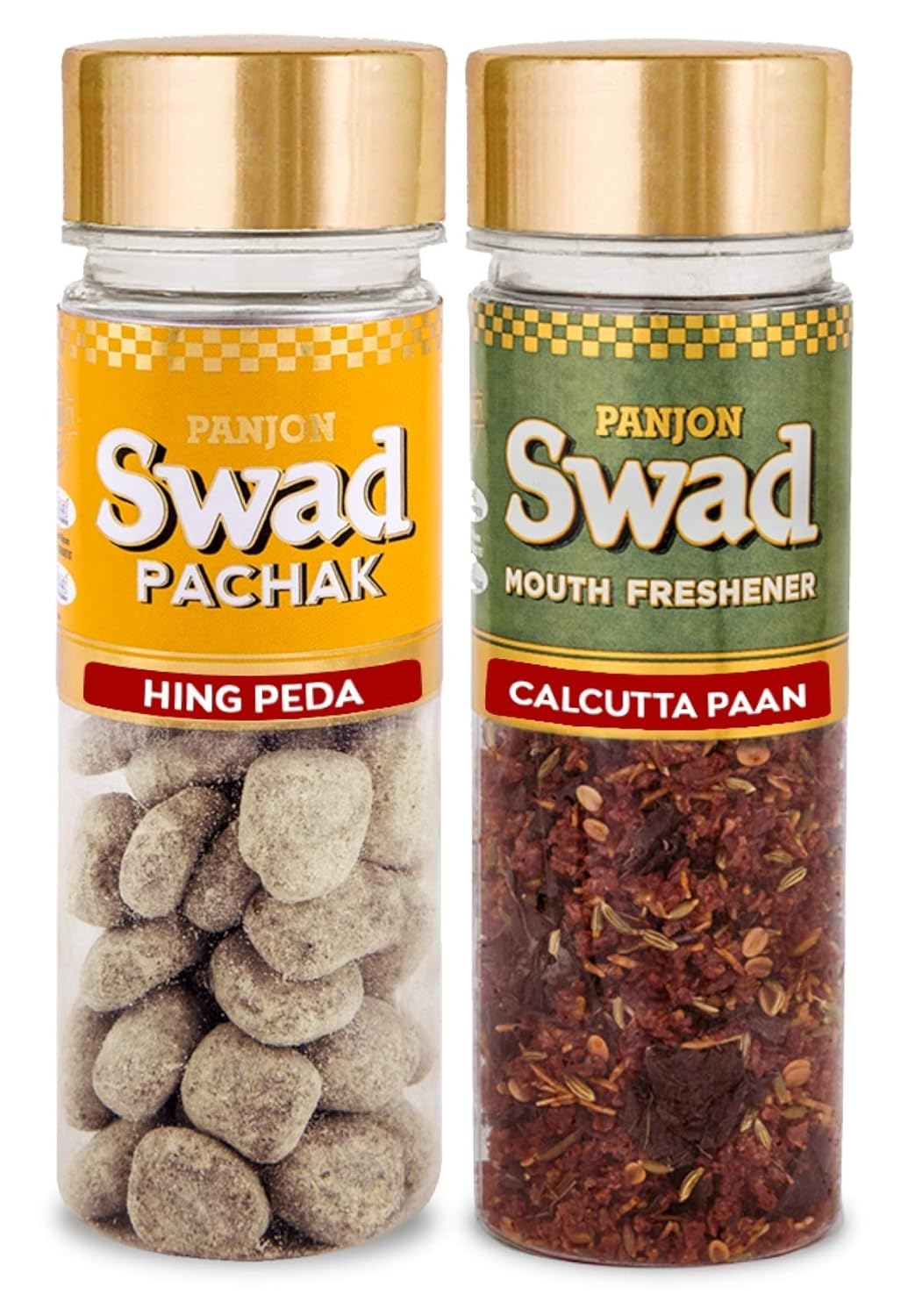 Panjon Swad Hing Peda & Culcutta Paan Mouth Fresheners 220gm, (110gm *2 Bottles)
