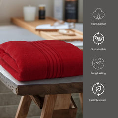 Himêya 100% Cotton Bath Towels 380 Gsm | Large Size Bath Towel For Men & Women (Spanish Red)