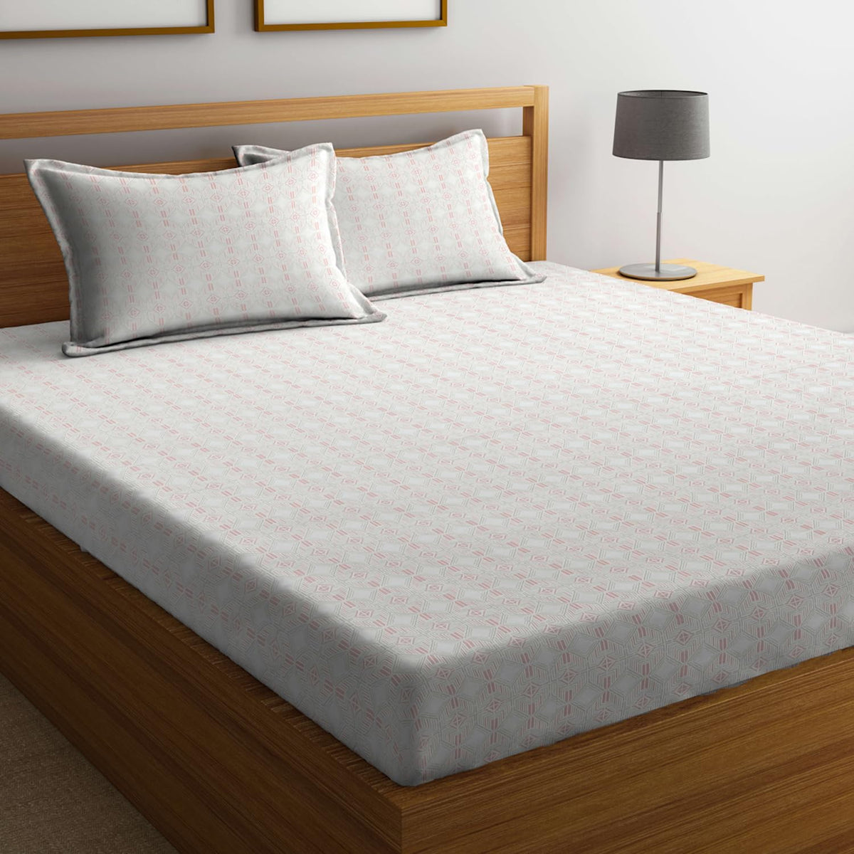 Double Bedsheet With 2 Pillow Covers - 90 X 100 Inches, Pink & Beige | Soft, Breathable & Skin-Friendly Bedding For Daily Use
