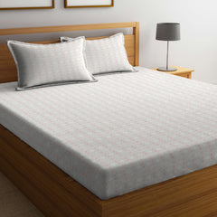 Double Bedsheet For King Size With 2 Pillow Covers - 102 X 108 Inches, Beige & Pink | Soft, Breathable & Skin-Friendly Bedding For Daily Use