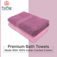 PatPug 100% Indian Ultra Soft Cotton 450 Gsm Bath Towel Large Bath Towel | Highly Absorbent Quick Drying Durable Towel For Men, Women & Kids (Mahogany & Baby Pink)